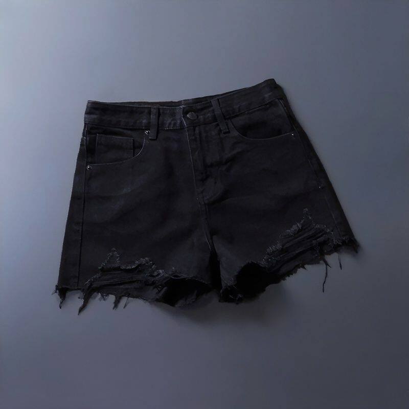 破洞牛仔短裤女大码宽松夏薄款高腰显瘦阔腿韩版流苏热裤欧货潮ol