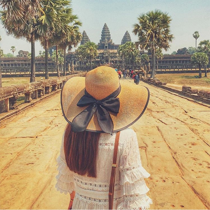 超大帽檐 遮阳草帽子女复古可折叠夏季防晒海滩帽度假韩版太阳帽