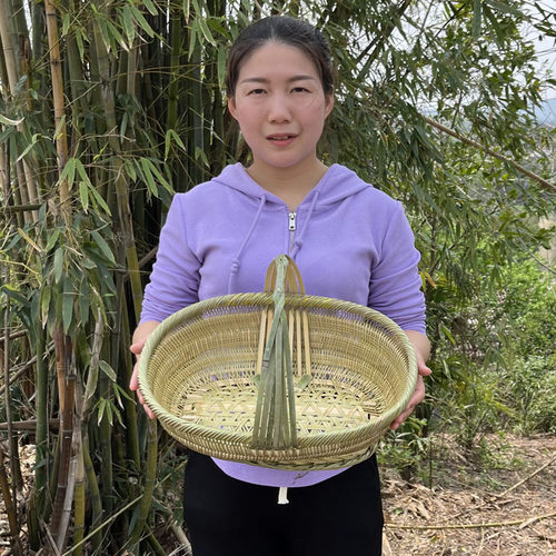 包邮茶叶采摘篮手提绿色环保竹编