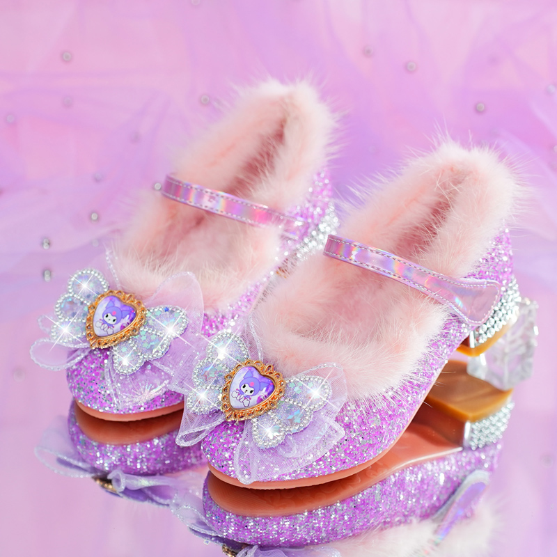 库洛米女童公主鞋加绒保暖爱莎鞋