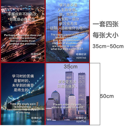 学校励志装饰画 哈佛校训 儿童房卧室教室标语海报可移除墙贴纸