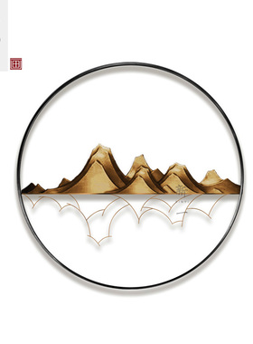 新中式风圆形大堂立体铁艺实物画