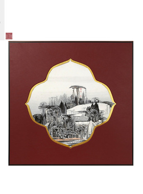 新中式售楼处样板间装饰画立体