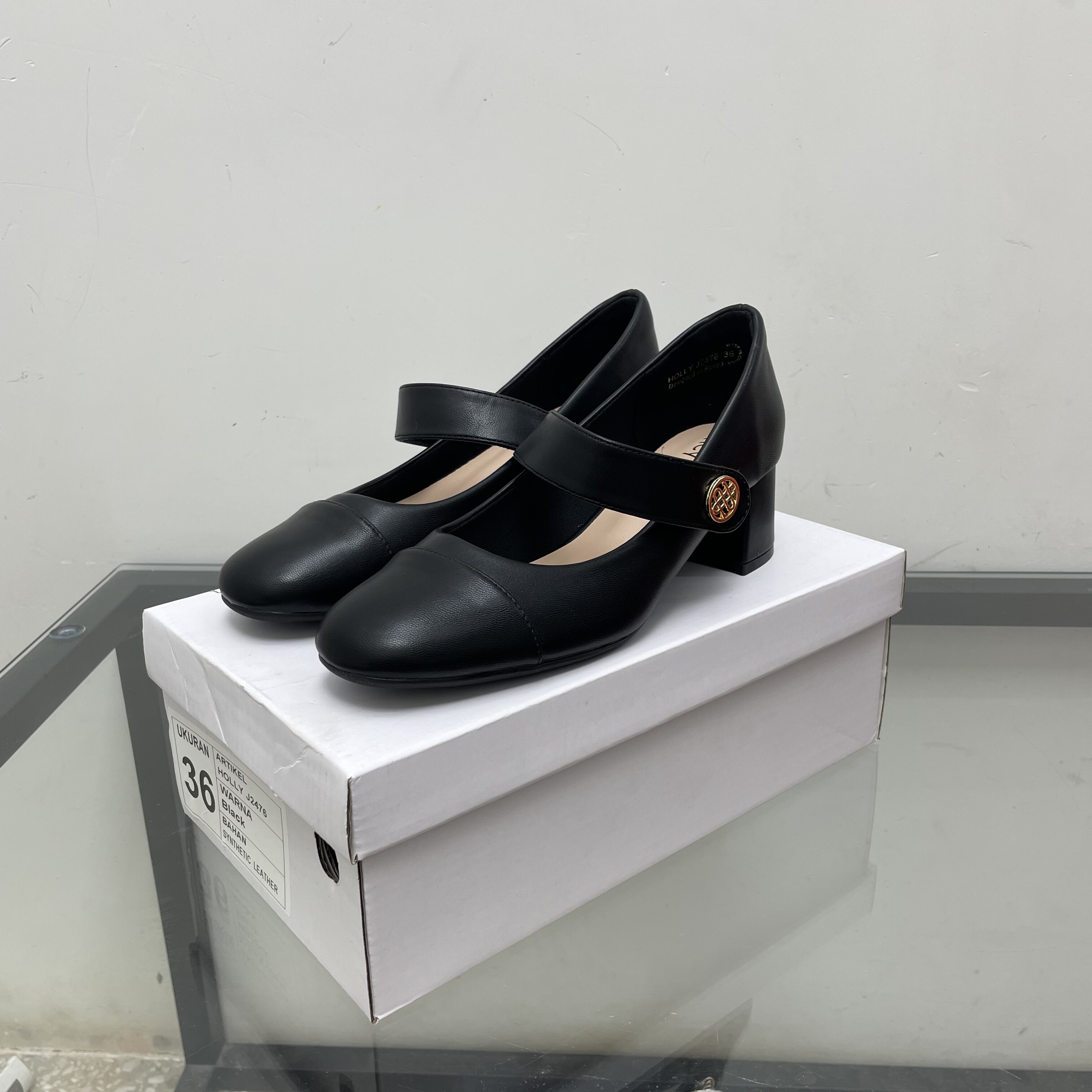 外贸原单圆头粗跟山茶花玛丽珍鞋