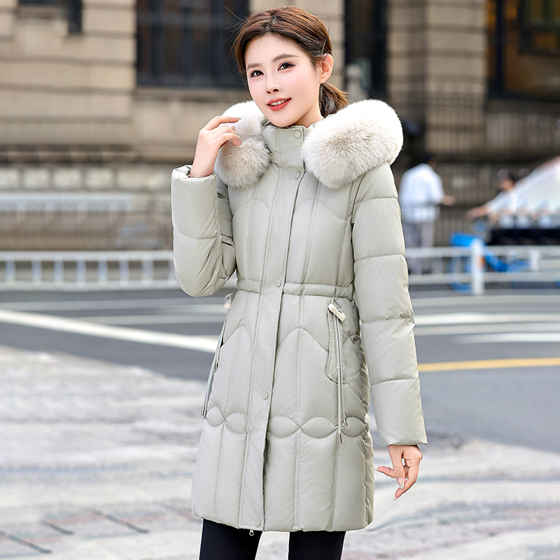 冬季新款羽绒棉服女中长款加厚棉衣时尚百搭修身显瘦连帽棉袄外套