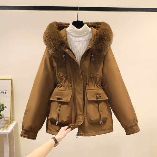 2026冬季女加绒短款收腰棉服