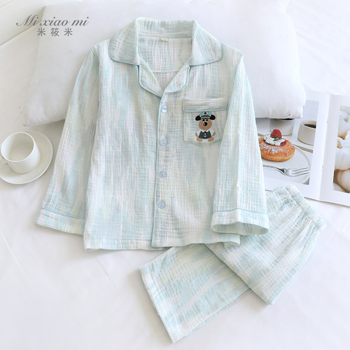 儿童春夏薄款泡泡棉纱睡衣家居服