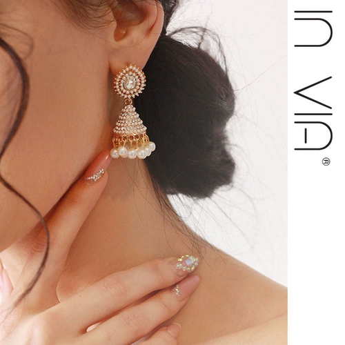 Ретро белые серьги из жемчуга для невесты, Индия