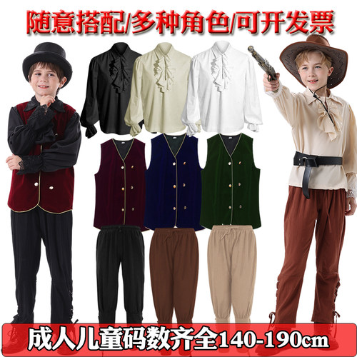 欧洲中世纪复古衬衫海盗平民扮演
