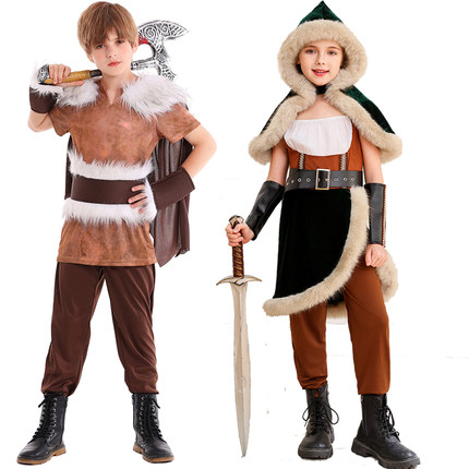 维京海盗服装儿童男女款艺术节维京人扮演服装万圣节聚会服饰勇士
