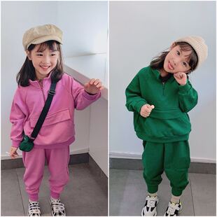 中小童宝宝儿童运动休闲两件套女童韩国洋气套装 童装 新款 2024春季