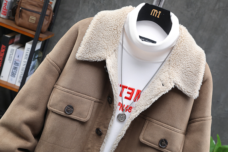 展架挂拍男装冬季新款皮毛一体加绒加厚外套Z2880-P240大码，女装短外套，电商D308