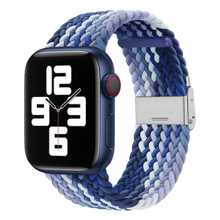 适用苹果s7手表apple watch7/8/9表带s8彩虹尼龙编织卡扣iwatch6/se/5/4代ultra手表带44mm男女s6/s5智能配件