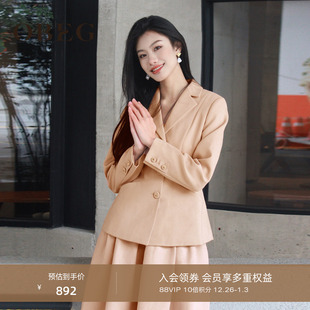 设计感别致女士西服10481019 职业气质春季 OBEG欧碧倩收腰西装 正装