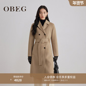 商场同款 OBEG欧碧倩冬复古英伦羊毛双面呢大衣10504031