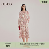 长裙重要场合漂亮连衣裙女10501015 春季 OBEG欧碧倩新中式 印花长袖