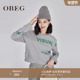OBEG欧碧倩冬美式 印花短款 卫衣女宽松慵懒风上衣10444105