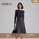 OBEG欧碧倩假两件针织拼接长袖 连衣裙女冬轻熟气质中长裙10484178