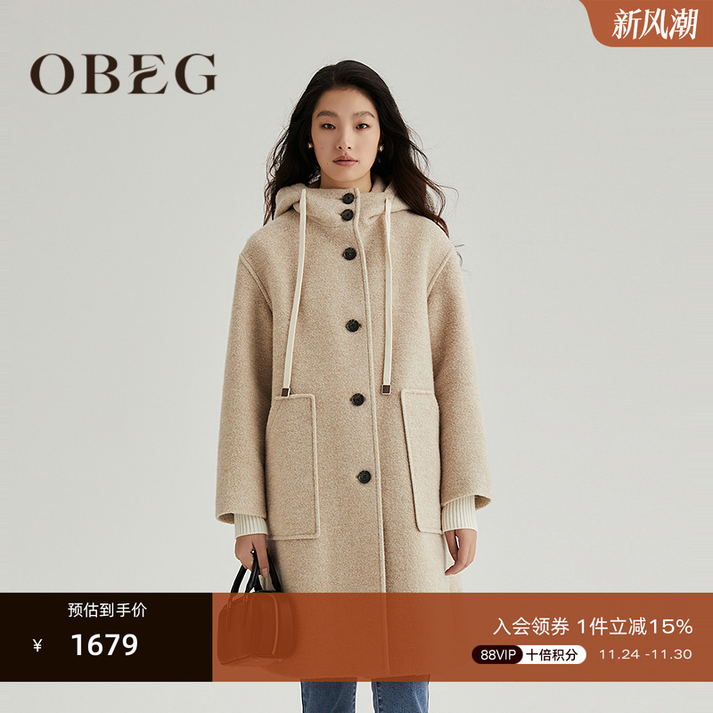 韩系中长款羊毛毛呢外套欧碧倩