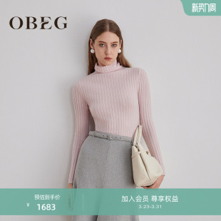 羊绒衫 高领修身 OBEG欧碧倩冬季 打底上衣10504053 商场同款