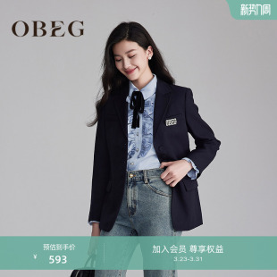 OBEG欧碧倩英伦风西装 外套女春秋气质OL收腰职业西服10463001