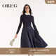 OBEG欧碧倩春秋法式 连衣裙10463095 长袖 拼接可卸衬衫 领中长款