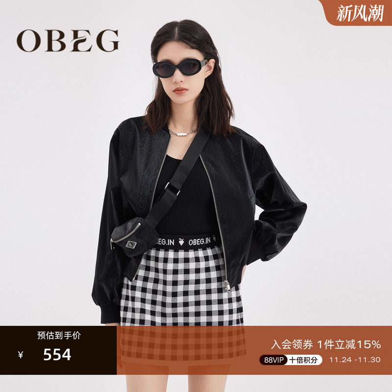 欧碧倩短款夹克OBEGpu美式