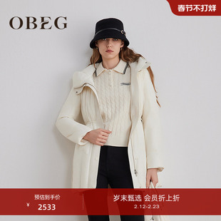 【商场同款】OBEG欧碧倩连帽收腰羽绒服休闲外套冬季女款10504061