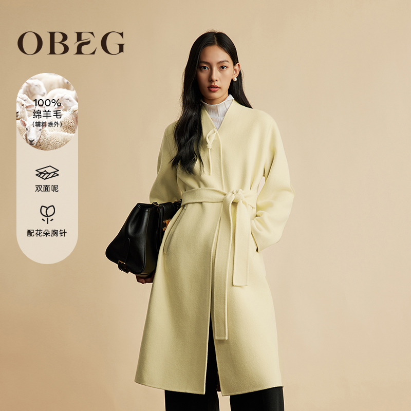 新中式中长羊毛毛呢外套欧碧倩