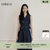 马甲叠穿内搭收腰背心50521525 仿牛仔无袖 OBEG欧碧倩2026春季 新款