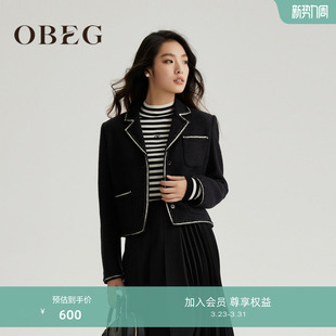 OBEG欧碧倩洋气小香风毛呢短外套冬法式 短上衣10464066