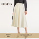 OBEG欧碧倩春秋赫本风白色半身裙女简约百搭大摆裙子50463516
