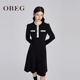 OBEG欧碧倩小香风连衣裙女冬装 针织羊毛衣裙10444119 修身