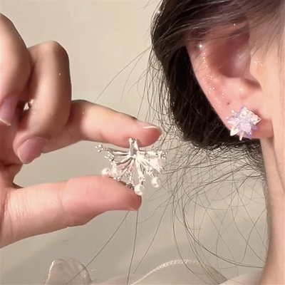 闪钻烟花紫水晶花朵耳钉