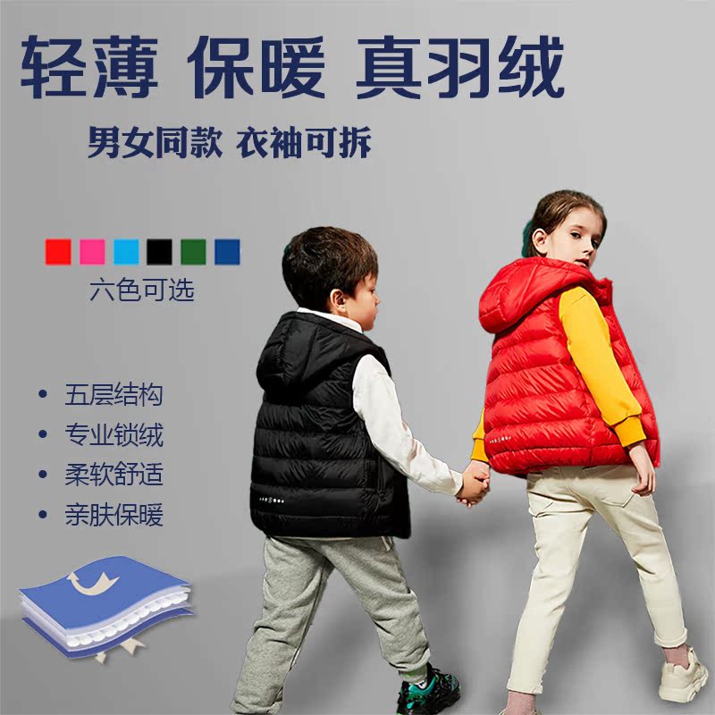 2025年新款童装冬季大男童外套棉衣儿童羽绒服女孩蓝色薄款拉链帽