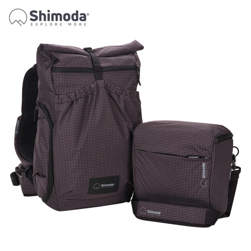 Shimoda摄影包双肩轻量化相机包专业休闲上下分仓旅行单反背包便捷侧取中号枪包套装 乡影SideLiteSL22黑白格