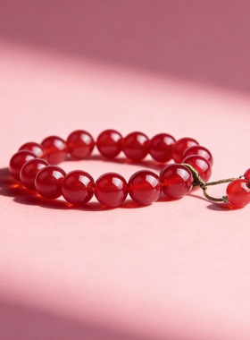 【红了樱桃】天然红玛瑙手串