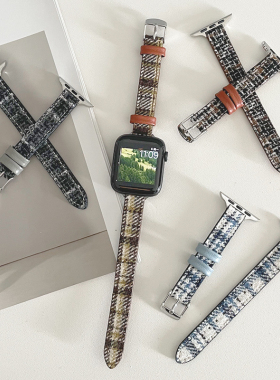 毛呢小蛮腰秋冬新款iwatch皮表带345678适用苹果se手表applewatch