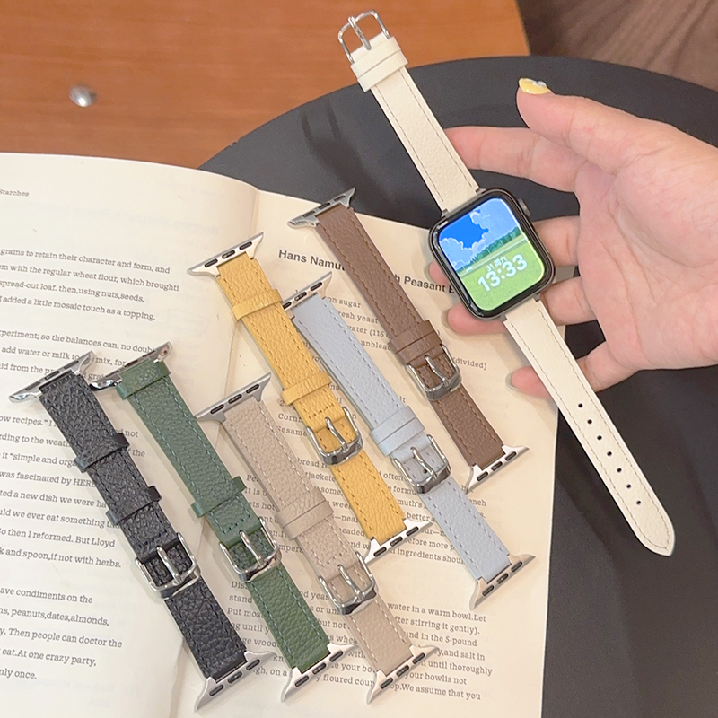 荔枝纹皮革瘦身适用iwatch表带