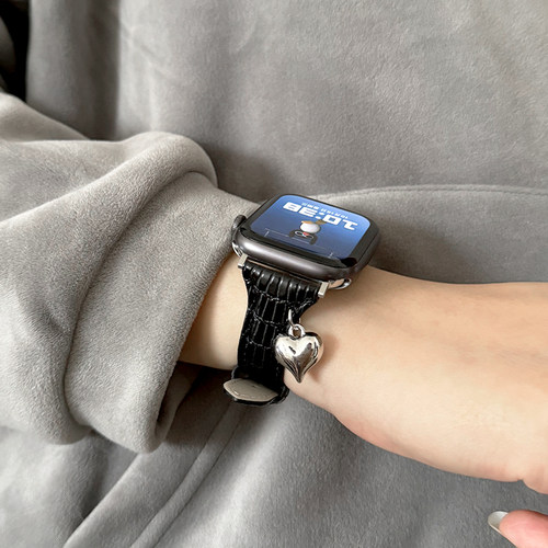 鳄鱼纹小蛮腰皮革适用iwatch表带