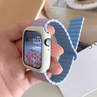 磁吸硅胶新款拼色保护壳iwatch表带se适用Applewatch苹果s9手表s8