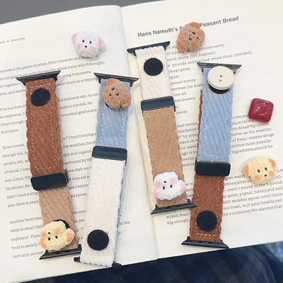 秋冬灯芯绒磁吸扣小狗表带