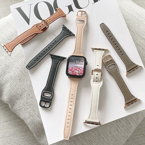 小蛮腰纯色真皮适用iwatch表带