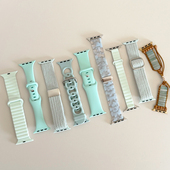 薄荷绿高级尼龙磁吸硅胶se适用iwatch表带s9苹果s8手表applewatch