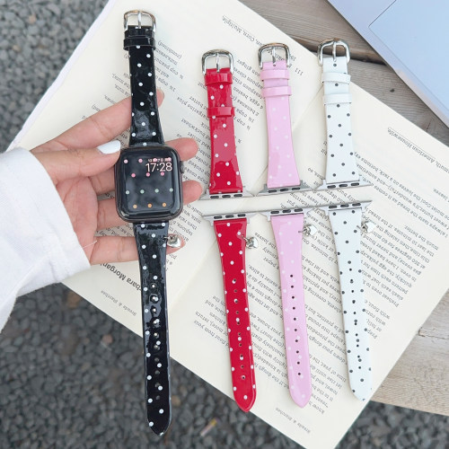 适用波点小蛮腰皮革iwatch表带