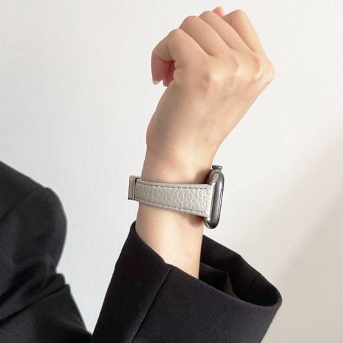 真皮荔枝纹科技银表带