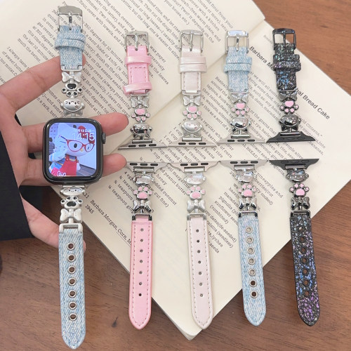 金属皮革音乐猫咪适用iwatch表带