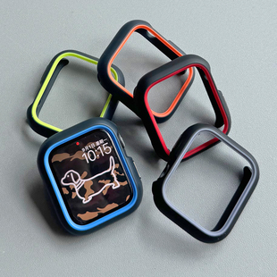 双色半包镂空TPU软壳保护壳适用iwatch表壳s9套苹果se手表s10新款