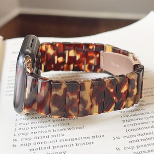 一株竹节树脂琥珀金属iwatch表带S10适用苹果SE手表新款 678 S9女款