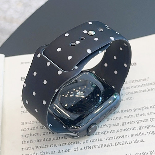 韩国波点黑色硅胶适用iwatch表带